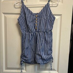 Blue and White Striped Sleeveless Top